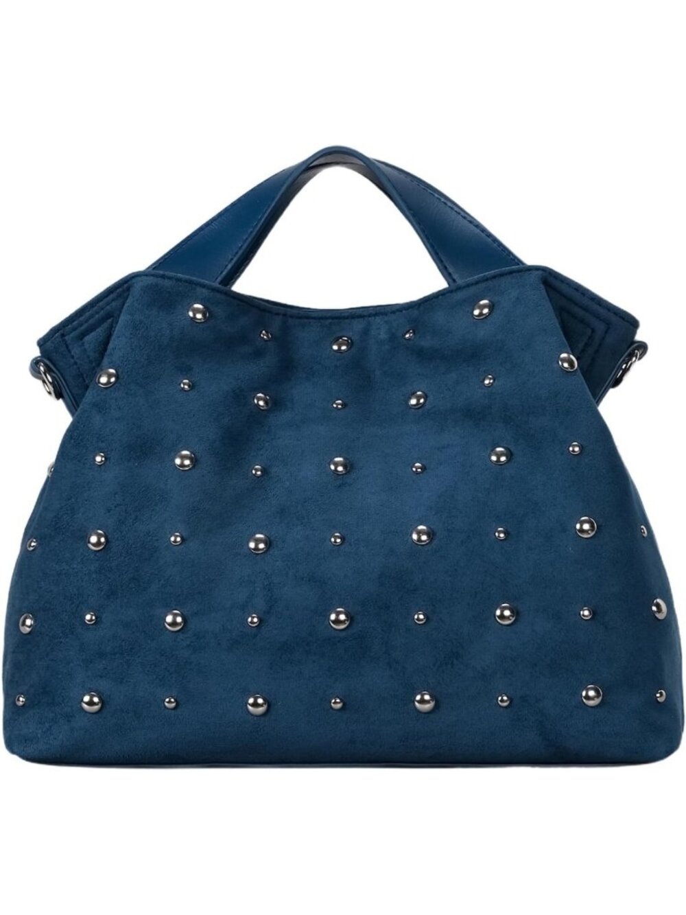 Trendy Vintage Faux Suede Tote & Crossbody Purse with Studded Detail & Long